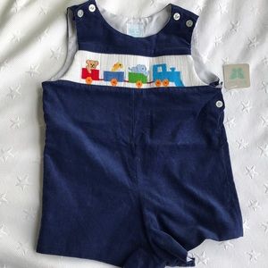 Blue smocked marine corduroy